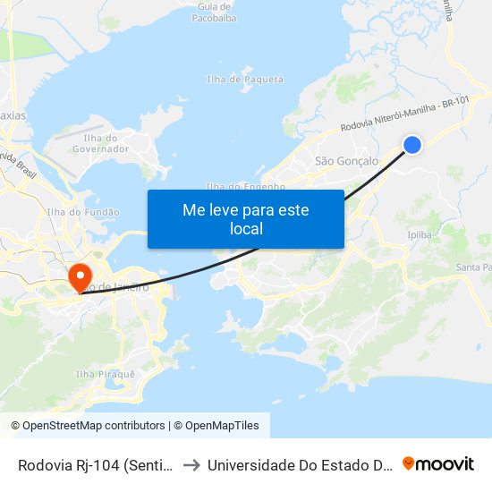 Rodovia Rj-104 (Sentido Niterói) | Upa De Santa Luzia to Universidade Do Estado Do Rio De Janeiro - Campus Maracanã map