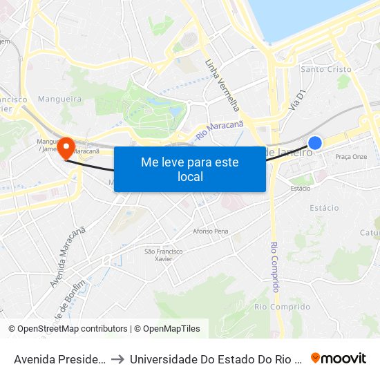 Avenida Presidente Vargas 3102 to Universidade Do Estado Do Rio De Janeiro - Campus Maracanã map