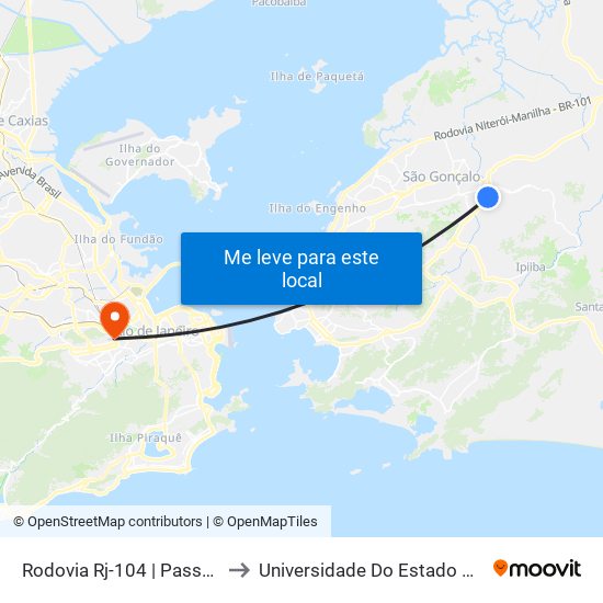 Rodovia Rj-104 | Passarela Do Coelho - Sentido Manilha to Universidade Do Estado Do Rio De Janeiro - Campus Maracanã map