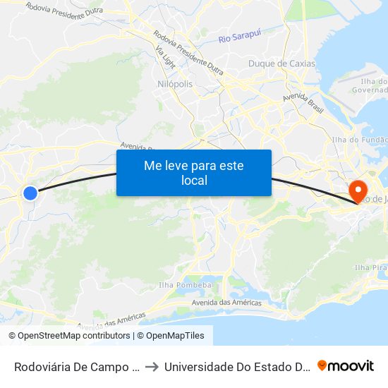 Rodoviária De Campo Grande - Plataforma B (Jabour) to Universidade Do Estado Do Rio De Janeiro - Campus Maracanã map