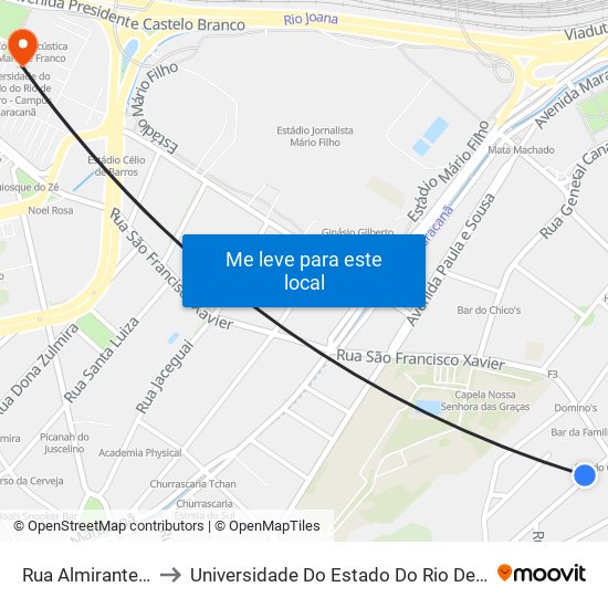 Rua Almirante Cochrane 18 to Universidade Do Estado Do Rio De Janeiro - Campus Maracanã map