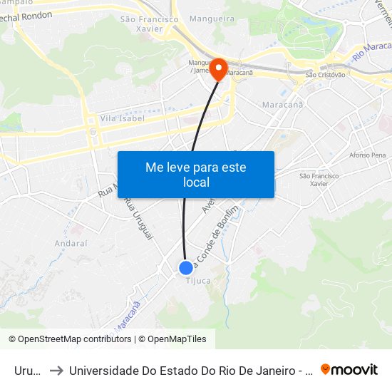 Uruguai to Universidade Do Estado Do Rio De Janeiro - Campus Maracanã map
