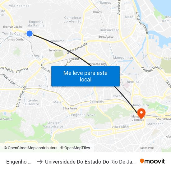 Engenho Da Rainha to Universidade Do Estado Do Rio De Janeiro - Campus Maracanã map