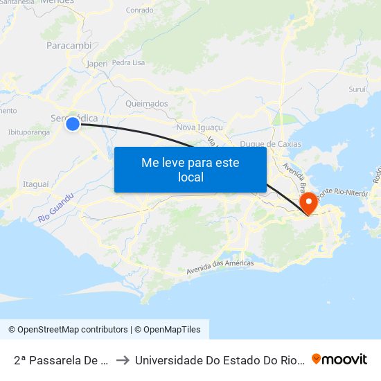 2ª Passarela De Seropédica (Rua 7) to Universidade Do Estado Do Rio De Janeiro - Campus Maracanã map