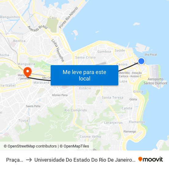 Praça XV ⛴ to Universidade Do Estado Do Rio De Janeiro - Campus Maracanã map