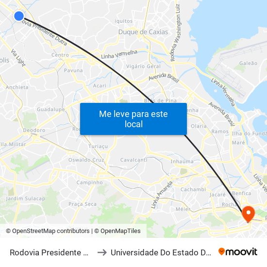 Rodovia Presidente Dutra (Carrefour Belford Roxo) to Universidade Do Estado Do Rio De Janeiro - Campus Maracanã map