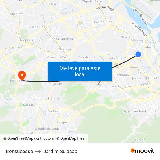 Bonsucesso to Jardim Sulacap map