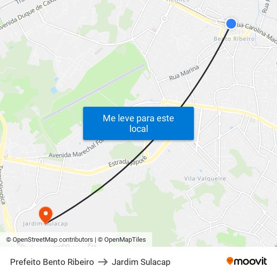 Prefeito Bento Ribeiro to Jardim Sulacap map