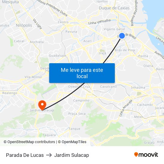 Parada De Lucas to Jardim Sulacap map