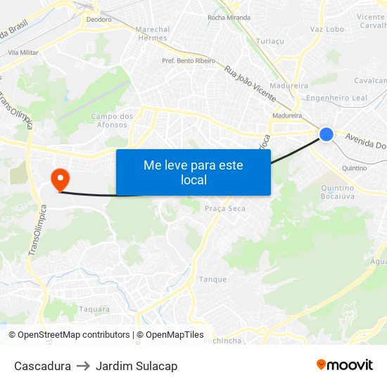 Cascadura to Jardim Sulacap map