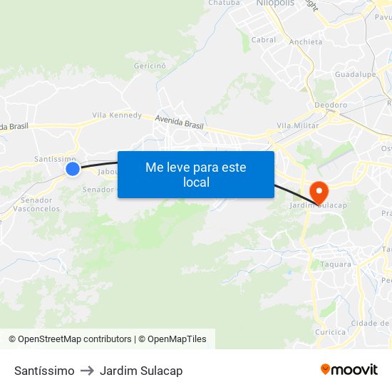 Santíssimo to Jardim Sulacap map
