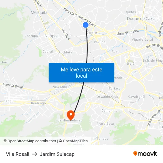 Vila Rosali to Jardim Sulacap map