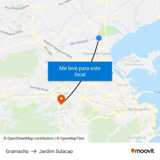 Gramacho to Jardim Sulacap map