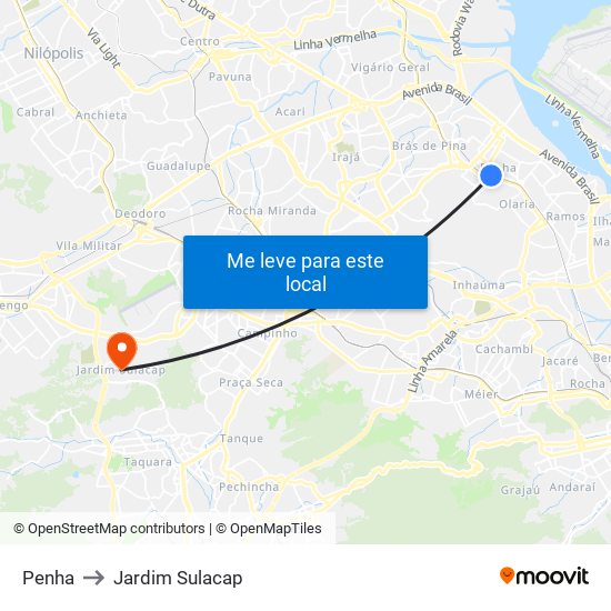 Penha to Jardim Sulacap map