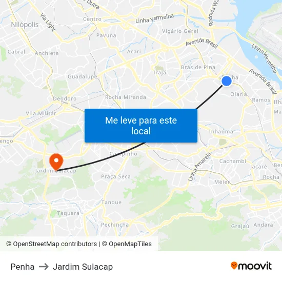 Penha to Jardim Sulacap map