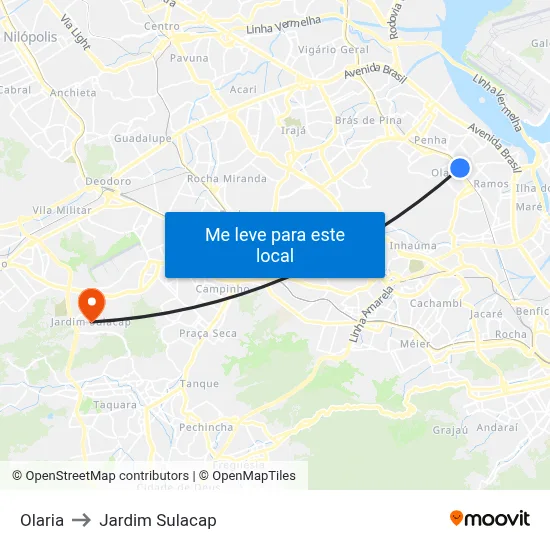 Olaria to Jardim Sulacap map