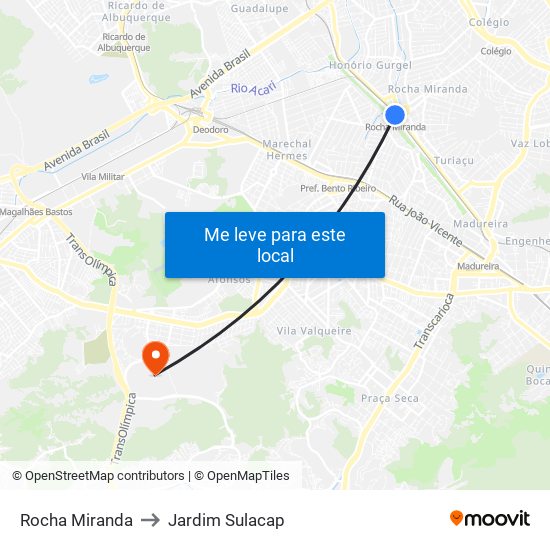 Rocha Miranda to Jardim Sulacap map