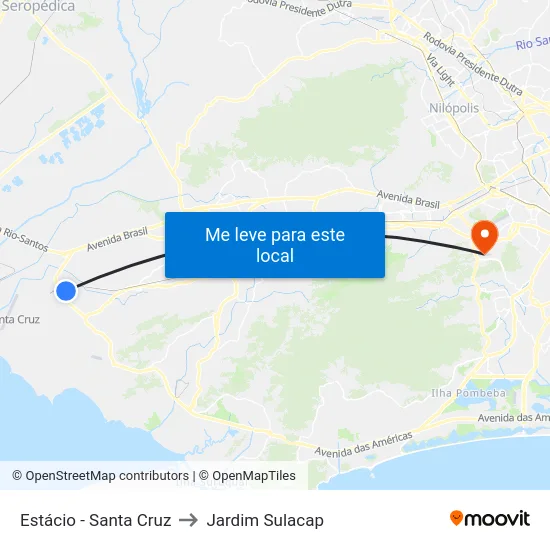 Estácio - Santa Cruz to Jardim Sulacap map