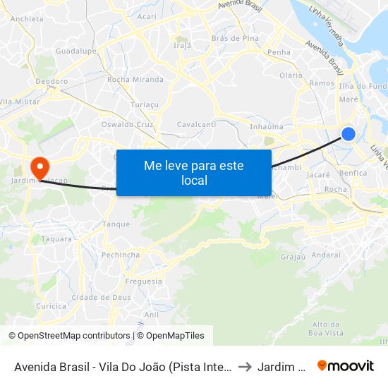 Avenida Brasil - Vila Do João (Pista Interna / Garagem Da Real) to Jardim Sulacap map