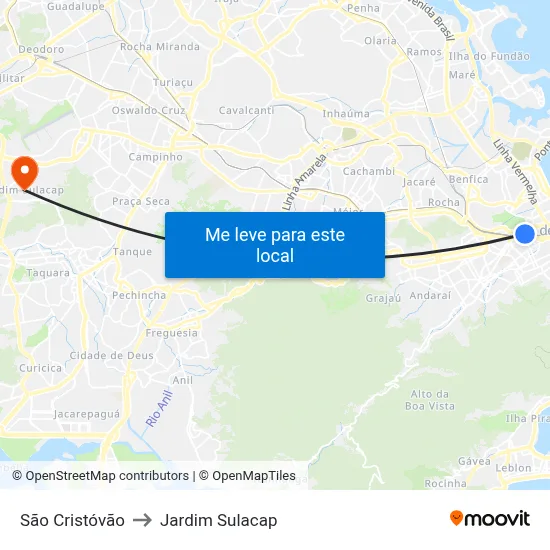 São Cristóvão to Jardim Sulacap map