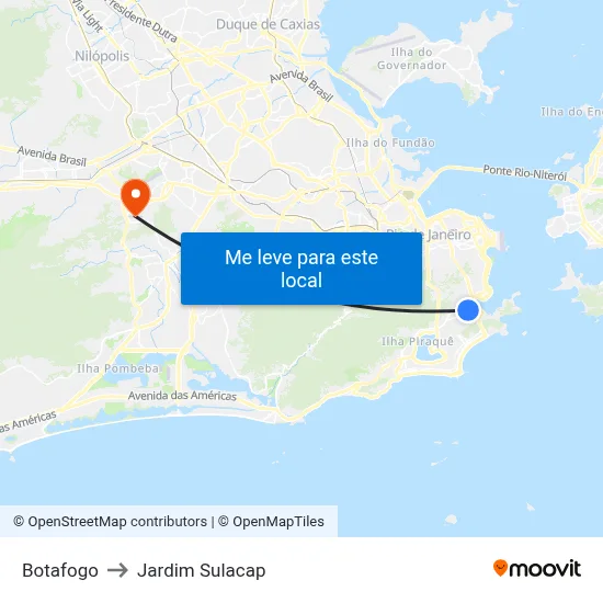 Botafogo to Jardim Sulacap map