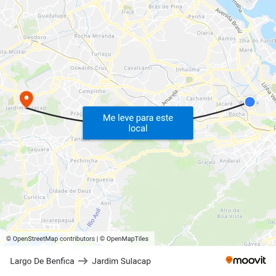 Largo De Benfica to Jardim Sulacap map
