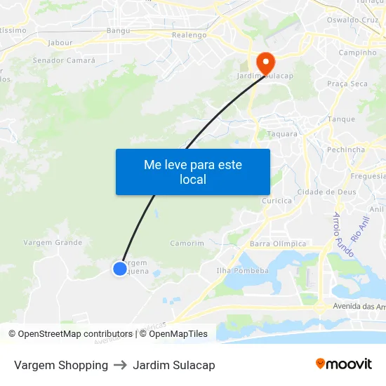 Vargem Shopping to Jardim Sulacap map