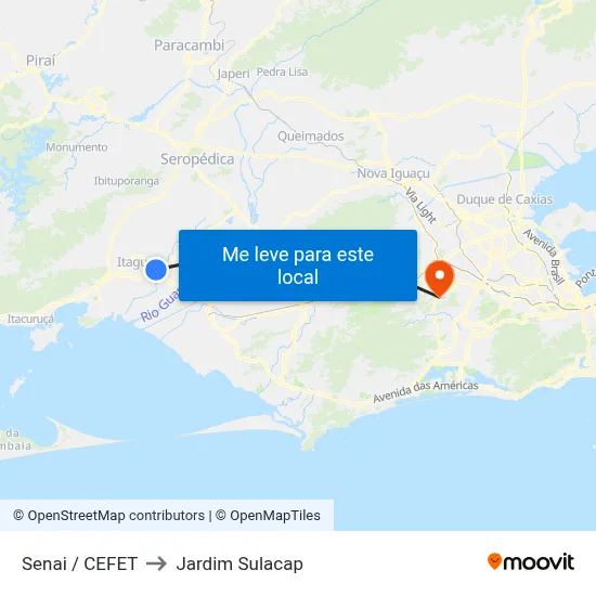 Senai / CEFET to Jardim Sulacap map