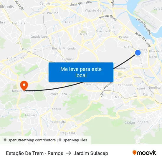 Estação De Trem - Ramos to Jardim Sulacap map