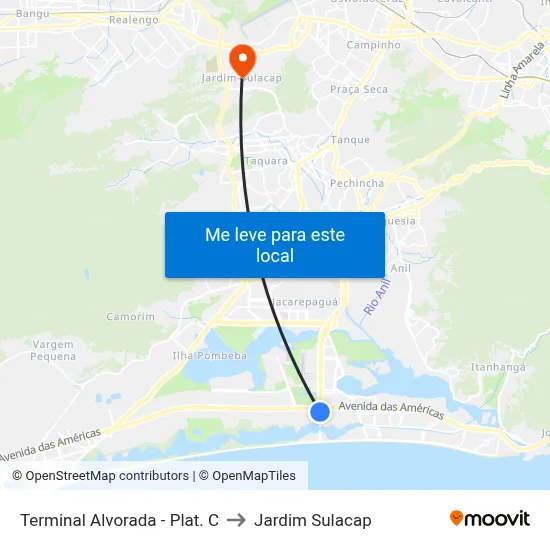 Terminal Alvorada - Plat. C to Jardim Sulacap map