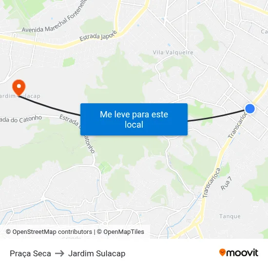 Praça Seca to Jardim Sulacap map