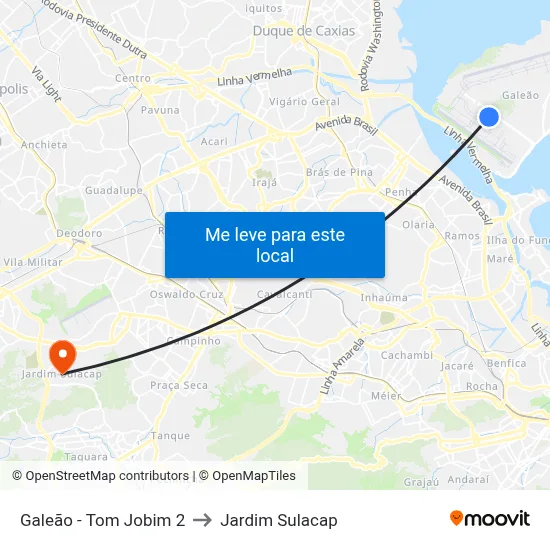 Galeão - Tom Jobim 2 to Jardim Sulacap map