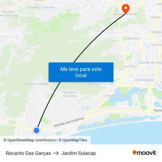 Recanto Das Garças to Jardim Sulacap map