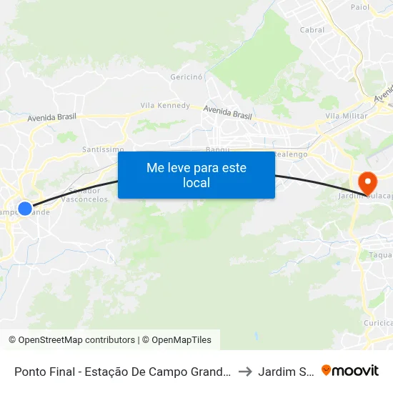 Ponto Final - Estação De Campo Grande (731, 790 E Sv790) to Jardim Sulacap map