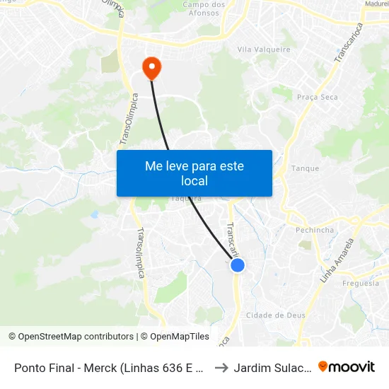 Ponto Final - Merck (Linhas 636 E 801) to Jardim Sulacap map
