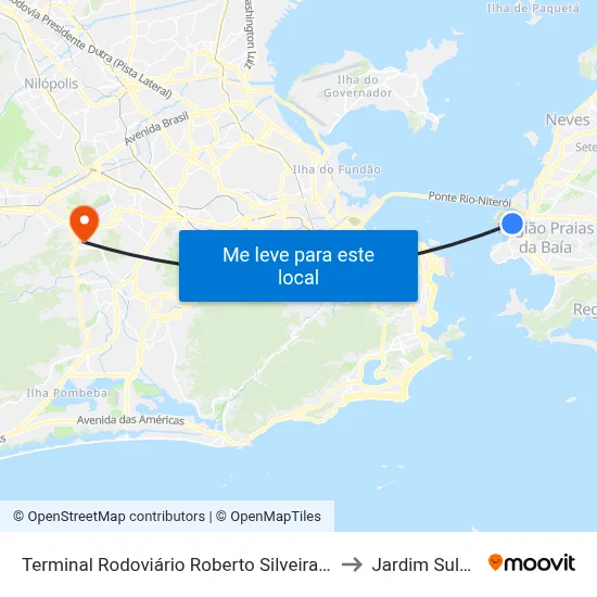 Terminal Rodoviário Roberto Silveira (Niterói) to Jardim Sulacap map