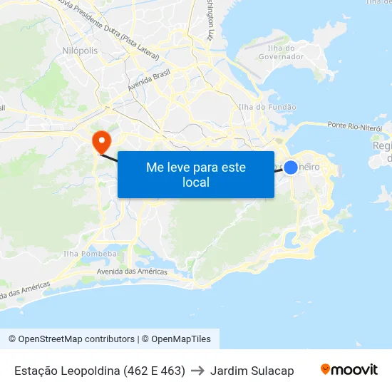 Estação Leopoldina (462 E 463) to Jardim Sulacap map