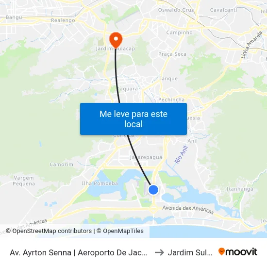 Av. Ayrton Senna | Aeroporto De Jacarepaguá ✈ to Jardim Sulacap map