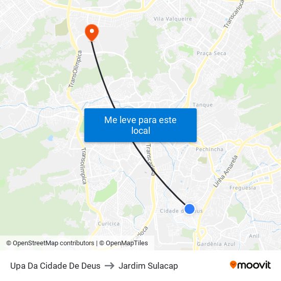 Upa Da Cidade De Deus to Jardim Sulacap map