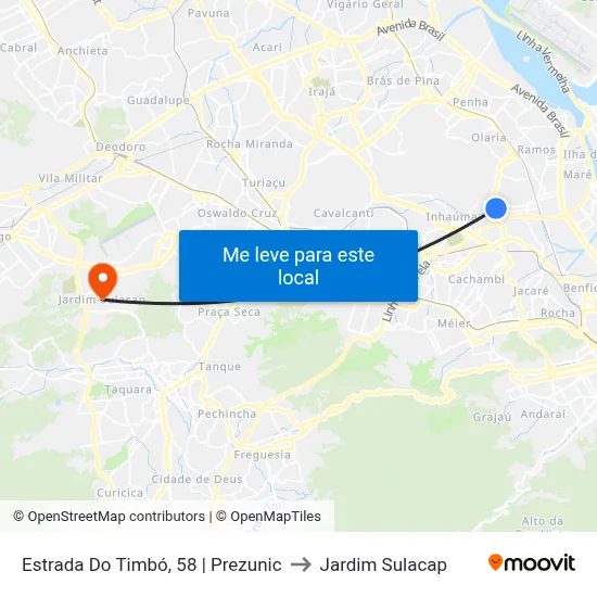 Estrada Do Timbó, 58 | Prezunic to Jardim Sulacap map