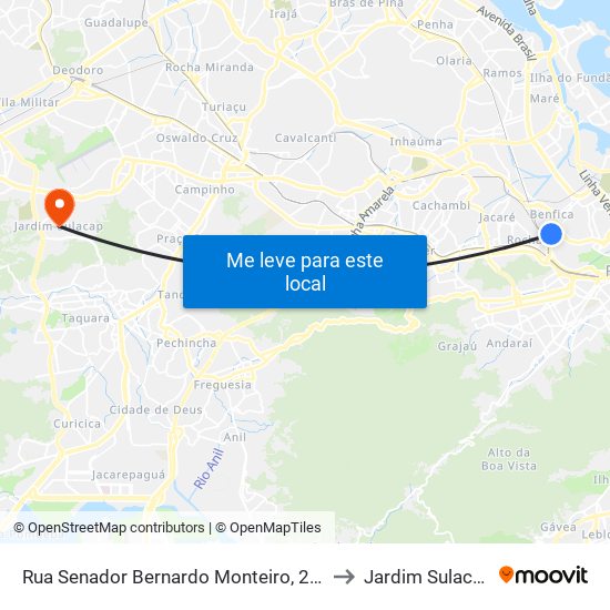 Rua Senador Bernardo Monteiro, 224 to Jardim Sulacap map