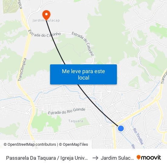 Passarela Da Taquara / Igreja Universal to Jardim Sulacap map