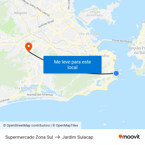 Supermercado Zona Sul to Jardim Sulacap map