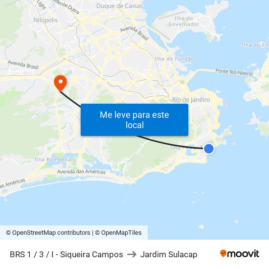 BRS 1 / 3 / I - Siqueira Campos to Jardim Sulacap map