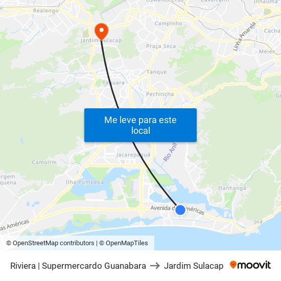 Riviera | Supermercardo Guanabara to Jardim Sulacap map
