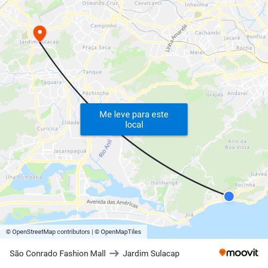 São Conrado Fashion Mall to Jardim Sulacap map
