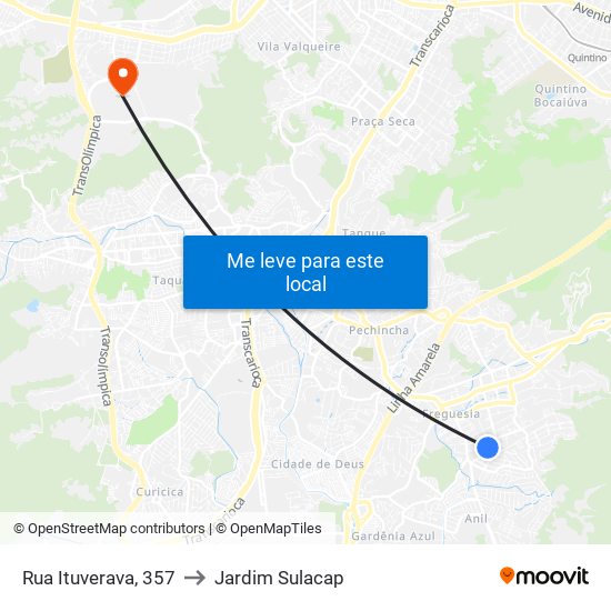 Rua Ituverava, 357 to Jardim Sulacap map