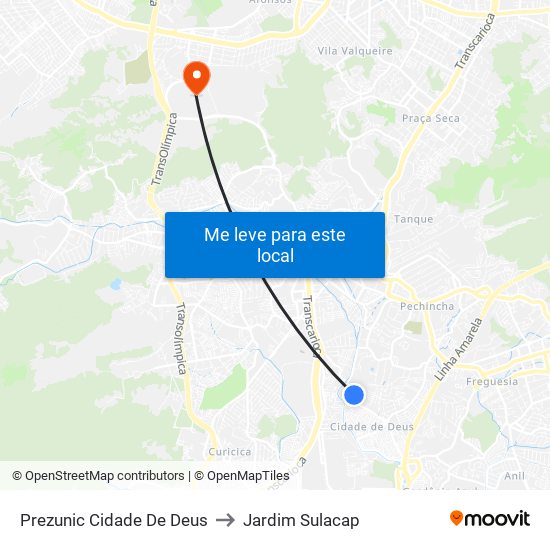 Prezunic Cidade De Deus to Jardim Sulacap map