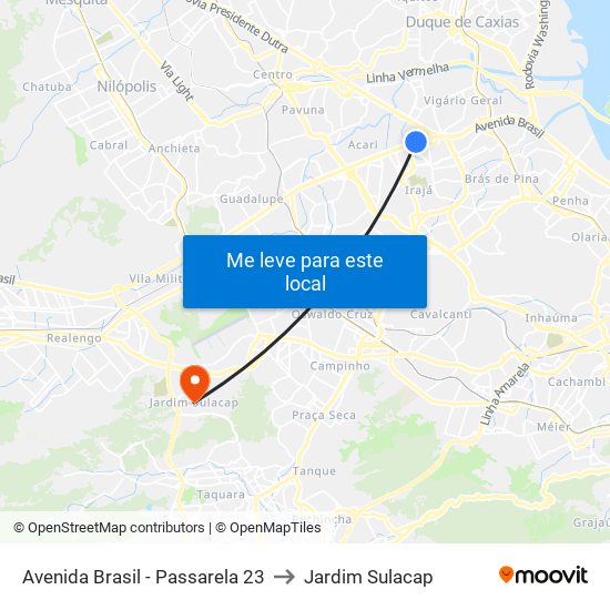 Avenida Brasil - Passarela 23 to Jardim Sulacap map