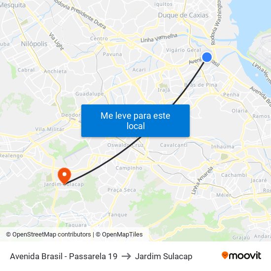 Avenida Brasil - Passarela 19 to Jardim Sulacap map